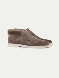 Balishoes Men's Ash Grey Shearling Trim Suede City Loafer