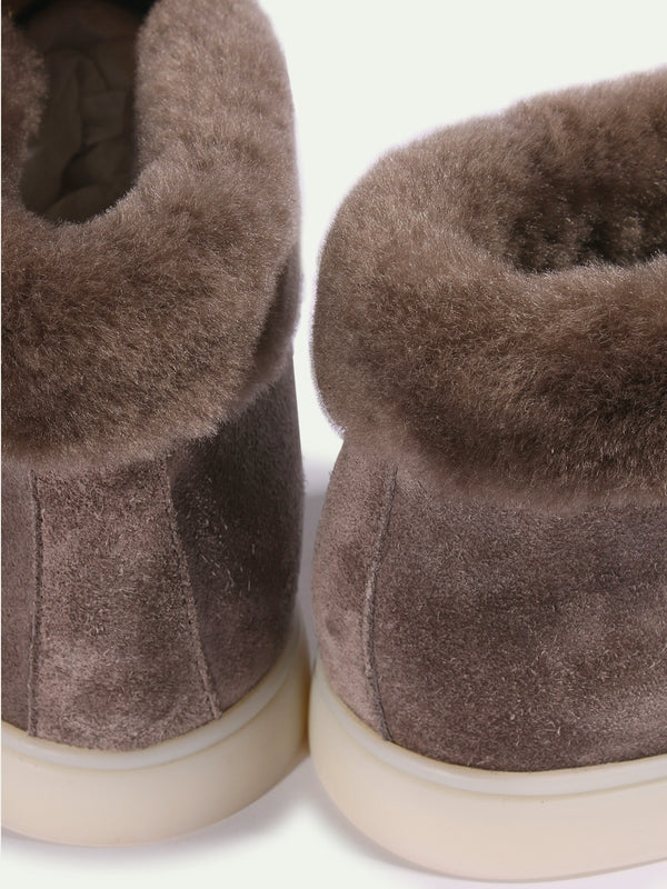 Balishoes Men's Ash Grey Shearling Trim Suede City Loafer