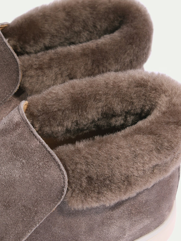 Balishoes Men's Ash Grey Shearling Trim Suede City Loafer