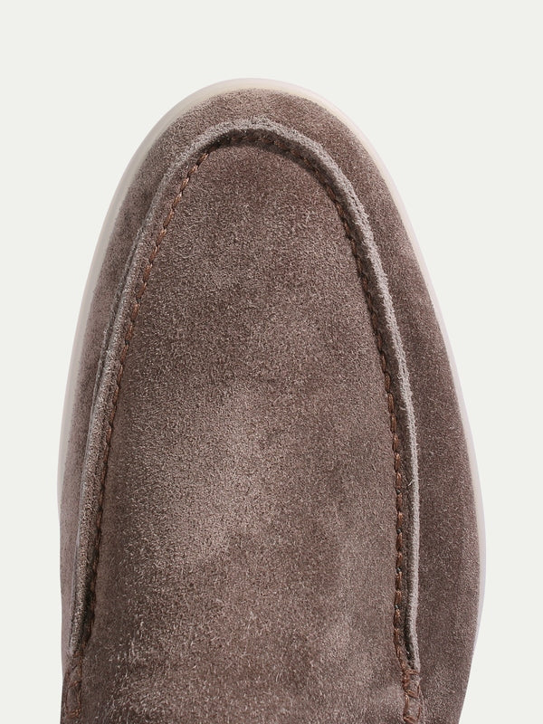 Balishoes Men's Ash Grey Shearling Trim Suede City Loafer