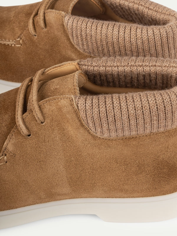 Balishoes Men's Beige Suede Knit Collar Desert Boot