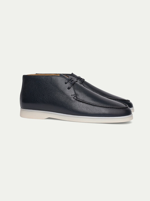 Balishoes Men's Navy Grained Leather Lace-Up Desert Boot