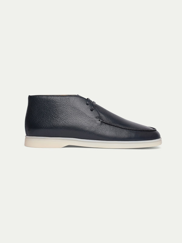 Balishoes Men's Navy Grained Leather Lace-Up Desert Boot