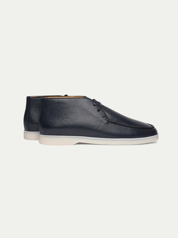 Balishoes Men's Navy Grained Leather Lace-Up Desert Boot